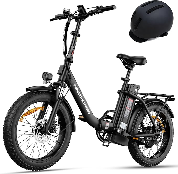WINDHORSE 20" Foldable Electric Bike, 983W Peak Motor, 20MPH, 40–70 Miles, 48V 748.8Wh Removable UL Battery, Front Suspension, Fat Tire E-Bike for Commuting, Beach, All -Terrain | Adults & Teens