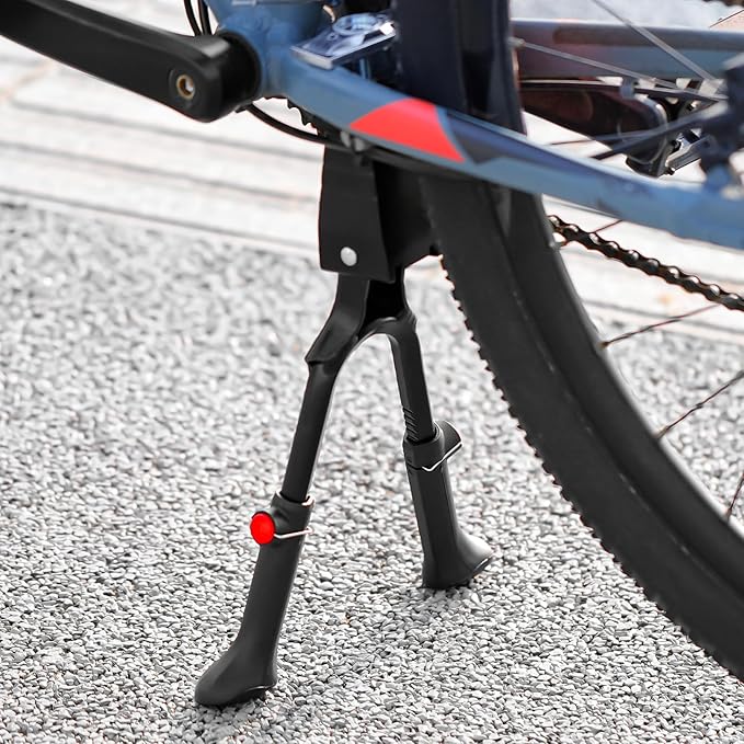 Adjustable Bike Kickstand with Double Legs - Aluminum Alloy Bicycle Kick Stands for 22-26 Inch Adult Bike, Road Bikes and Electric Bike