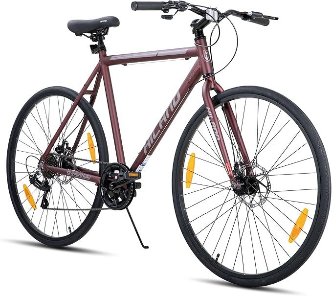 HILAND 700C Road Hybrid Bike, 7 speeds Bikes Urban City Commuter Bicycle with Disc Brake for Men Women Adult Comfortable Bicycle