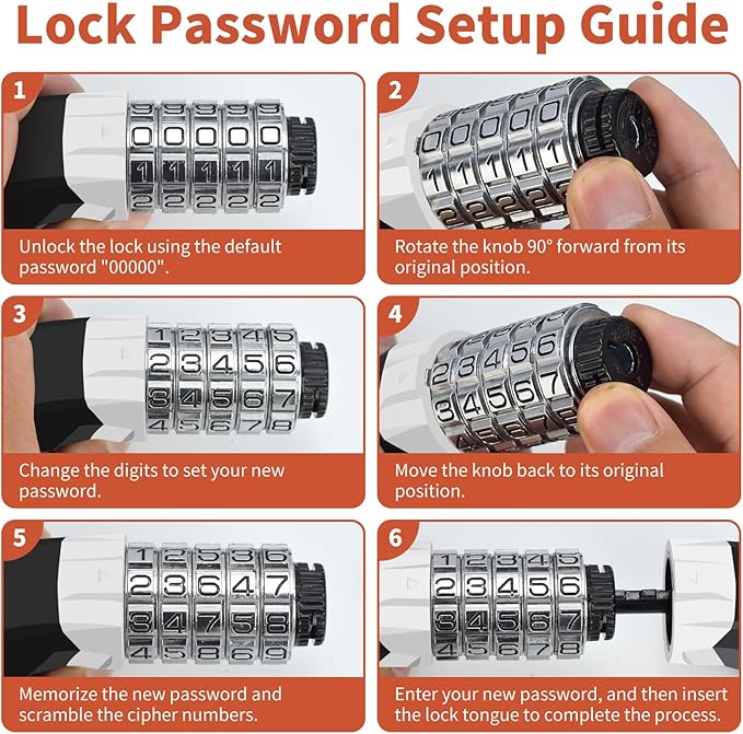 Bike Chain Lock Upgrade Metal Digital Dials 3.2Ft Long High Security Heavy Duty Anti Theft, 5 Digit Combination Keyless Bicycle Lock for Bike/Electric Scooter/Ebike/Motorcycle(Camouflage)