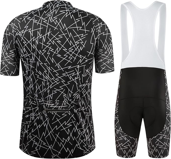 Coconut Ropamo CR Men's Cycling Jersey Set Road Bike Jersey Zipper Pocket Bib Shorts with 4D Padded Cycling Clothing Set