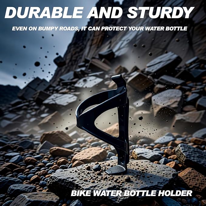 Bike Water Bottle Holder, Ultra-Light Water Bottle Bike Cage with Stainless Steel Screws Tool, Universal Bike Cup Holder, for Road MTB Mountain Bikes (2, Black)
