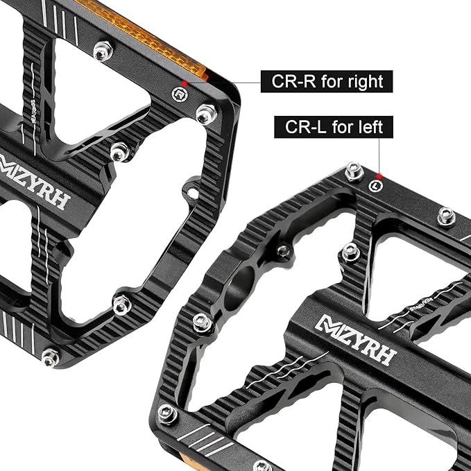MZYRH Road/Mountain Bike Pedals,Bicycle Pedals with Reflectors,Aluminum Alloy MTB Pedals 3 Sealed Bearings Bicycle Platform Pedals 9/16" BMX Road Bike Pedal