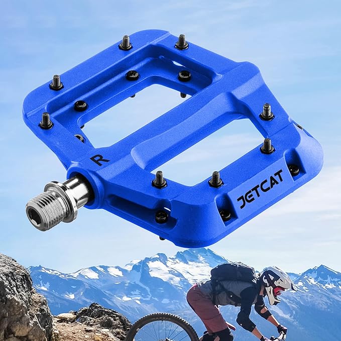 Mountain Bike Pedals Flat - MTB Pedals Flat, Bicycle Pedals for BMX/MTN/Road/Gravel/EBike, BMX Pedals, Platform Pedals, Adults & Kids Bike Replacement Upgrades Parts 9/16