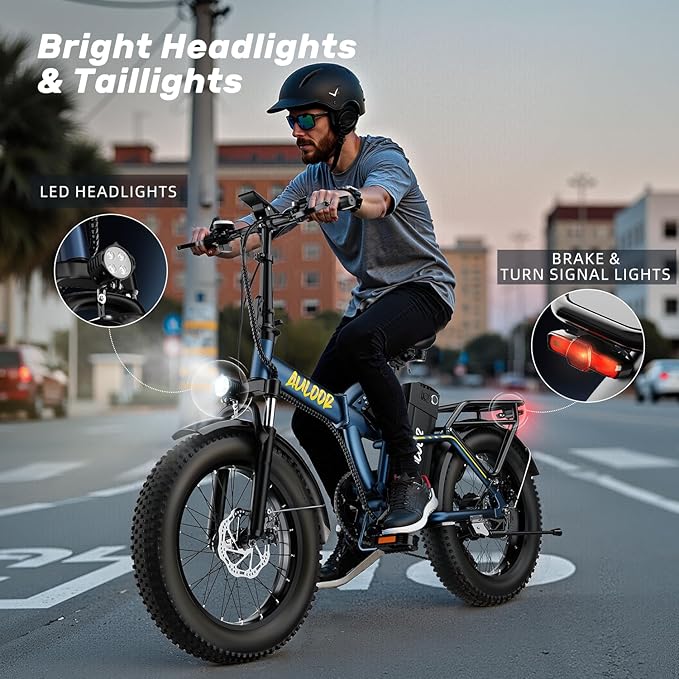 Folding Electric Bike for Adults and Seniors, 1000W Motor 48V 20AH Battery 30MPH 80 Miles, 20" Fat Tire All Terrain Ebike, 7-Speed Commuter E Bike, Step-Thru Electric Bicycle for Women and Teens