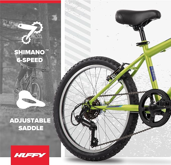 Huffy Stone Mountain Bike for Men and Women, 20”/24”/26”, 6-Speed (20”) or 21-Speed, Front or Dual Suspension (Varies), Multiple Colors, Adjustable Saddle, Shimano Equipped, All-Terrain Tires