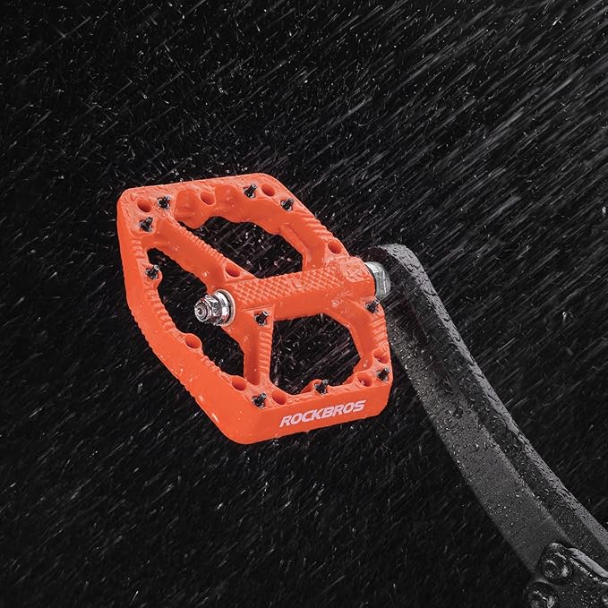 ROCKBROS Mountain Bike Pedals Flat MTB Pedals Nylon Fiber Bicycle Platform Pedals for Road Mountain BMX MTB Bikes