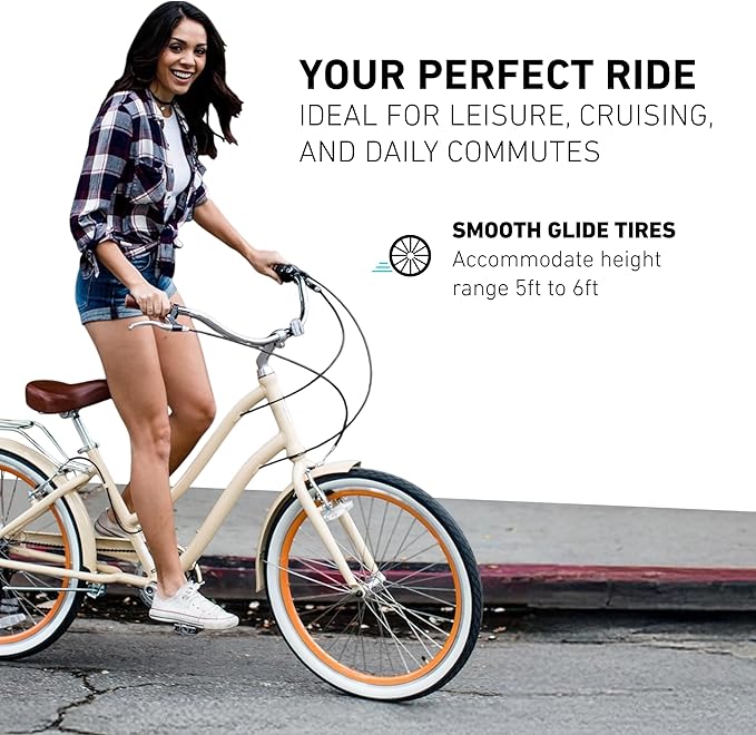 sixthreezero EVRYjourney Women's Beach Cruiser Bike, Step Through Hybrid Bicycle, 24 or 26 Inch Wheels, Multiple Speed Options and Colors