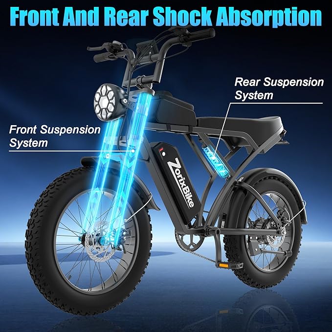 Retro Electric Bike for Adults,48V 20AH-1500/3000W Peak Motor Electric Bicycle-Max Speed 31-35MPH-Max 80 MI Range-20" x 4.0" Fat Tire Ebike,7-Speed, Dual Shock Absorber - UL 2849