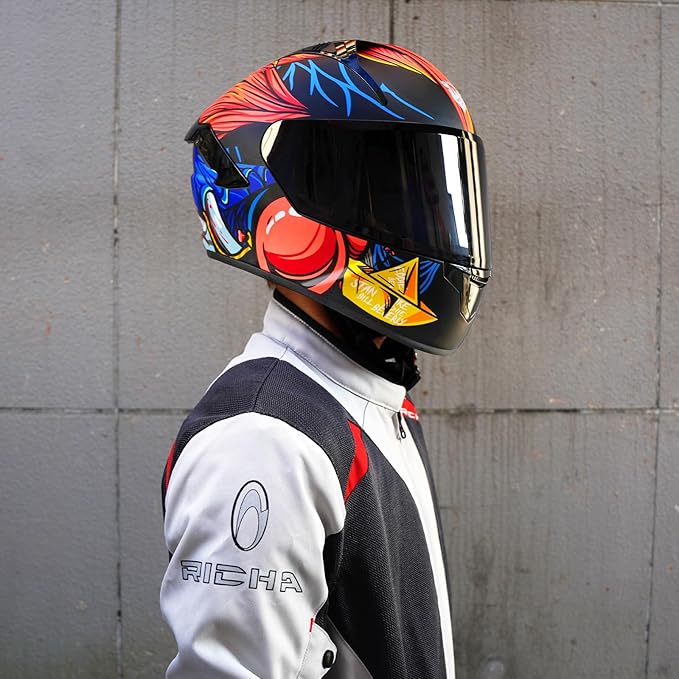 VCOROS Full Face Dual Visor Motorcycle Helmet for Adults Motorbike Street Bike Racing Helmets X9 DOT Approved with Black Visor