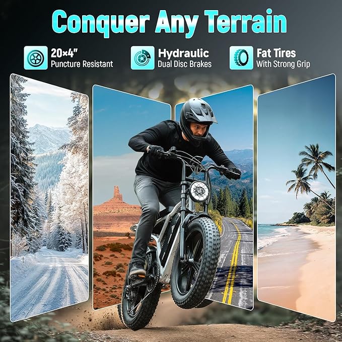 TST Electric Bike for Adults, 1500W Peak Motor, 28 MPH, 20" x 4.0" Fat Tire E-Bike, 48V 15Ah/25Ah Removable Battery, Dual Hydraulic Disc Brakes, Dual Suspension, LCD & APP, UL 2849 Certification