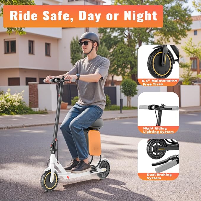 8.5" E Scooter for Adults 19/22 MPH 350/500W Motor 187.2/288.6/441WH Battery, Motorized Scooter Up to 22 Miles Range, Foldable Bearing 265 LBS/APP Control