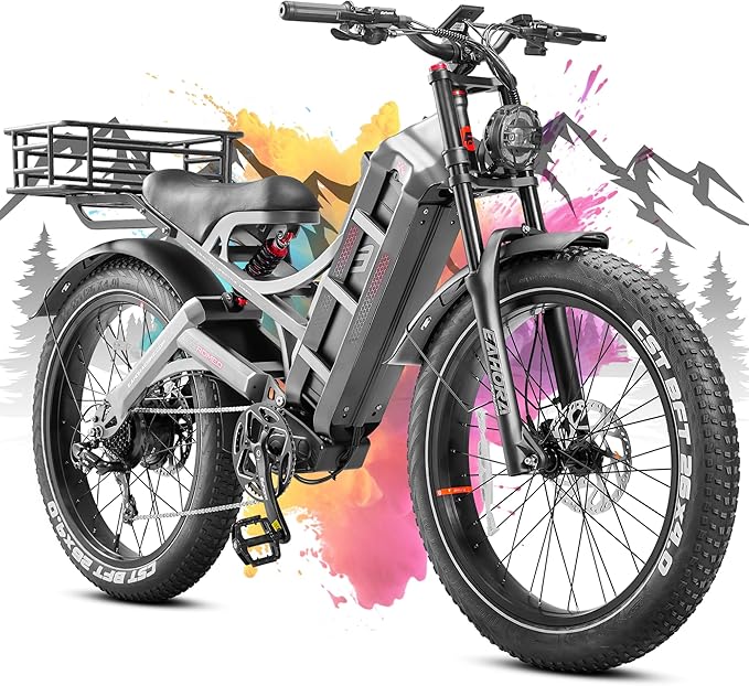 eAhora 2025 Latest Romeo Pro 3/2/Pro 5600W/50Mph 4000W/46Mph Dual Motor Electric Bike for Adults, 60V/80Ah 52V/70Ah 250+Miles Long Range Ebike 26''*4.0 Fat Tire Full Suspension Off-Road Ebike, UL2849
