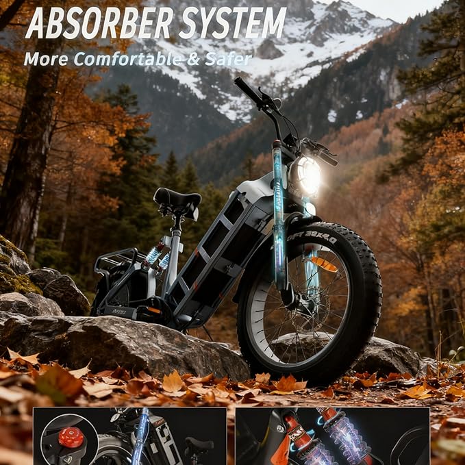 eAhora Juliet Pro 2/Juliet Electric Bike for Adults 5400W/1200W Dual Motor Electric Bicycle 43MPH 60V 70Ah 220+Miles Long Range 20" Fat Tire Full Suspension Mountain E-Bike with APP Control