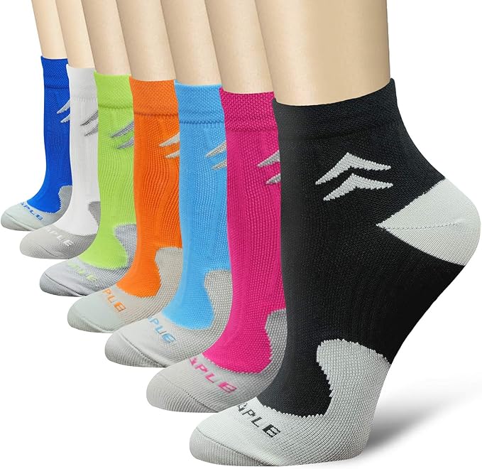 QUXIANG Compression Socks for Women & Men Circulation 3/6/7 Pairs Arch Ankle Support 15-20 mmHg Best for Running Cycling
