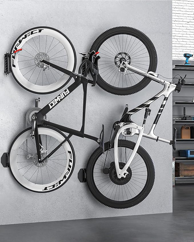 Swivel Bike Wall Mount Bike Rack Garage Organizer, Vertical Bike Hanger for Bicycle Rotating Wall Rack, Easy Installation with Wheel Hook (1 PACK)