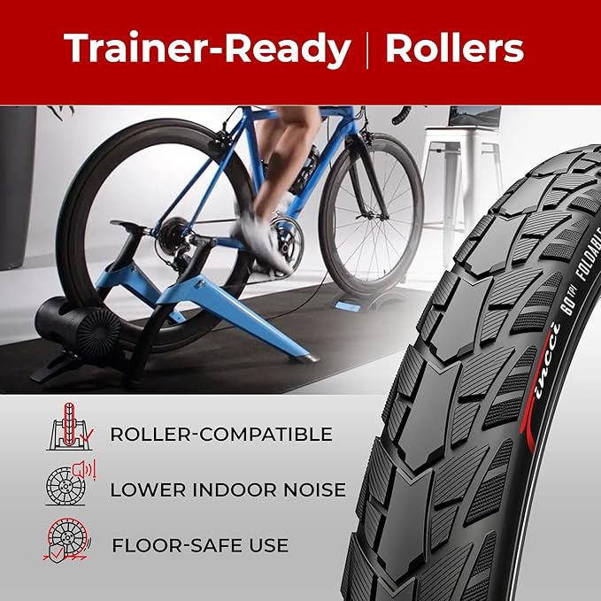 Fincci Pair 700x40c Bike Tire - 700c Gravel Tires with Kevlar & Nylon 1mm Puncture Proof - Lightweight 60 TPI Foldable Bicycle Tires 42-622 for Hybrid, Electric, Touring Bikes