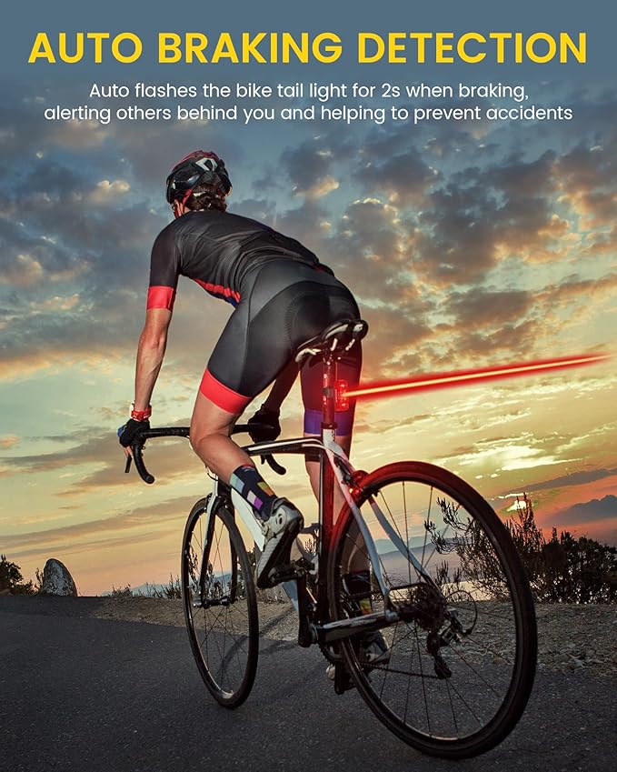 RAVEMEN TR150/TR250 Bike Tail Light, 280° Visible Bike Rear Light with Brake Detection and Auto On Off Feature, 3 Mounting Options
