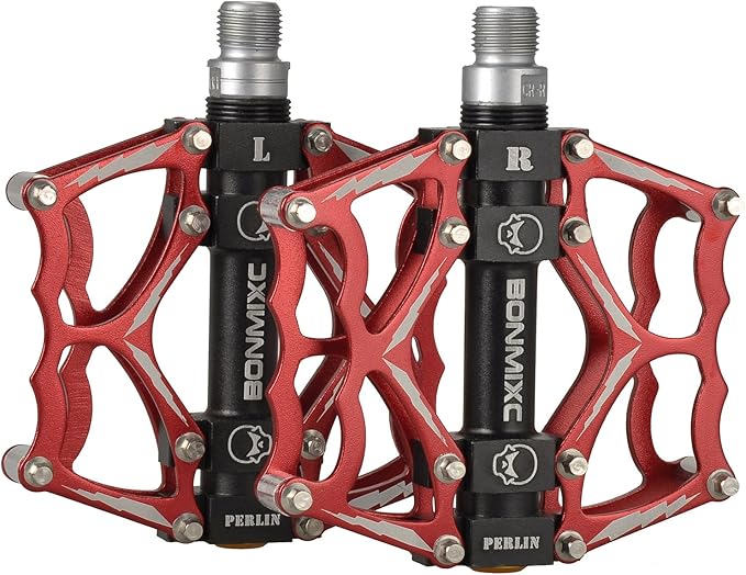 Bike Pedals 9/16" Skull Pattern Mountain Bike Pedals Sealed Bearing Bicycle Pedals Aluminum Alloy Flat Road Bike Pedals