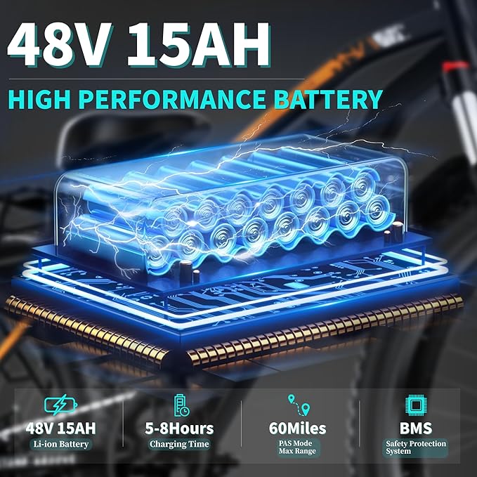 Electric Bike for Adults, 26" Commuter Ebikes, 2000W Peak Motor - 48V 15Ah Fast Mountain Bike, 7-Speed Gears, 28MPH & 60 Miles Long Range, Lockable Suspension Fork, Lightweight Mountain Bicycles