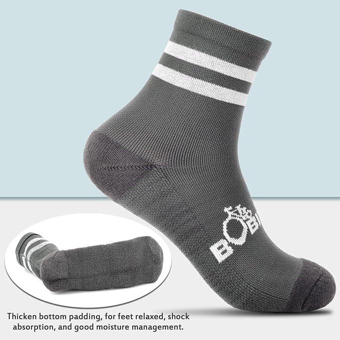 Cycling Biking Socks 2 Pairs, Ergonomic Moisture Wicking Breathable Cushion Quarter Crew Riding Socks, Men & Women