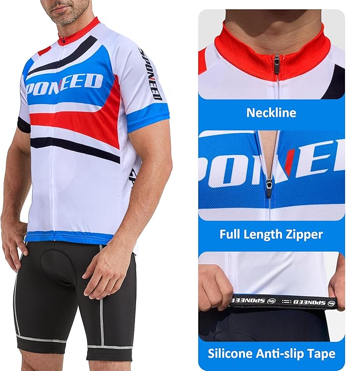 Men Bike Jersey Short Sleeve Road Cycling Shirts Biking Tops Moisture Wicking