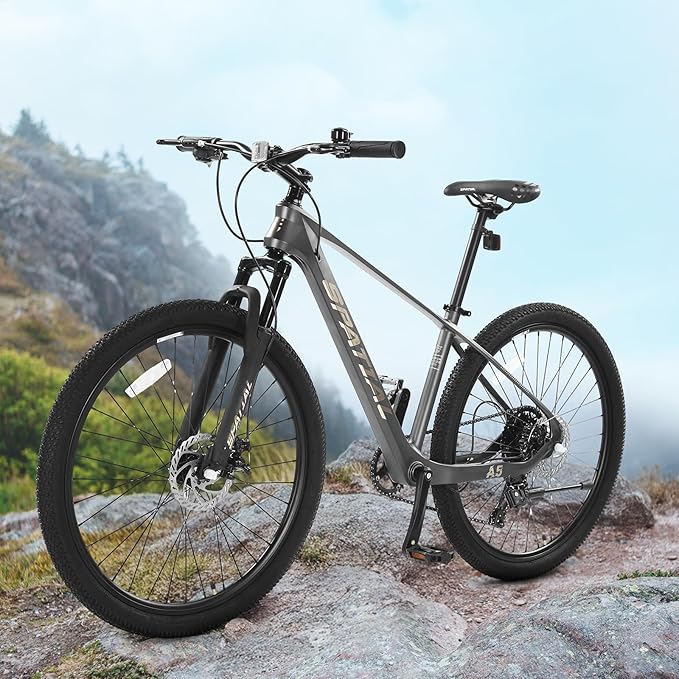 SPATIAL Mountain Bike, 20/24/26/27.5/29 inch Outdoor Cycling Bike,21/8 Speed Lightweight Aluminum Frame | Dual Disc Brakes,Adjustable Ergonomic Seat for Men Women Adult Teens