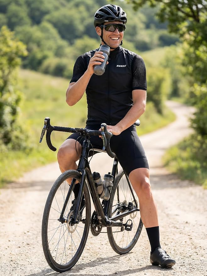 qualidyne Men's Windproof Cycling Vest – Lightweight Full-Zip Sleeveless Biking Jacket with Pockets for Cycling, Running