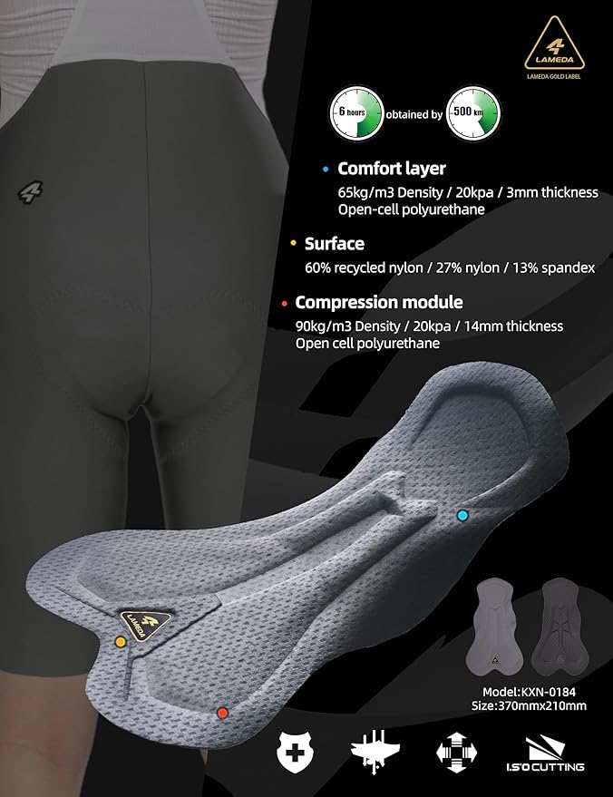 LAMEDA Mens Cycling Bib Shorts,Padded Breathable Bike Shorts Men Lightweight Bicycle Bibs Bike Tight for Road Gravel Biking
