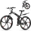Betterland 26 Inch Mountain Bike, 21 Speeds Full Suspension Folding Bikes, Dual Disc Brake, High Carbon Steel Frame and Non-Slip Quick Release tire Bicycle for Adult