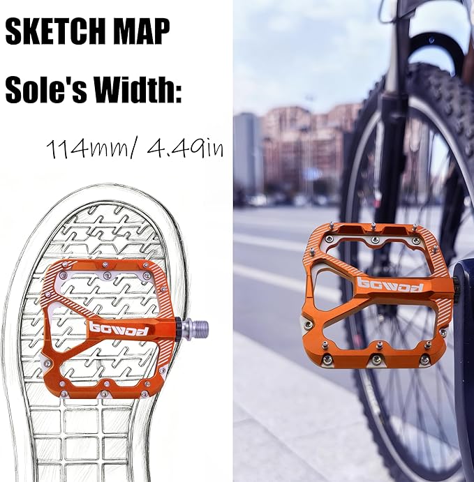 Bike Pedals Mountain Bike Adult, Light MTB Flat Pedals Grippy w 20pcs Non-Slip Studs, Glass Fiber Nylon Composite Platform Pedals w Cr-Mo Axel, 9/16" BMX Road Cruiser Gravel Bicycle Pedals