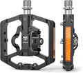 Mountain Bike Pedals with Reflector- Dual Function Plat & Clipless Pedals, Bicycle Pedal 9/16”Compatible with SPD - 3 Sealed Bearings Bicycle Platform Mountain Pedals
