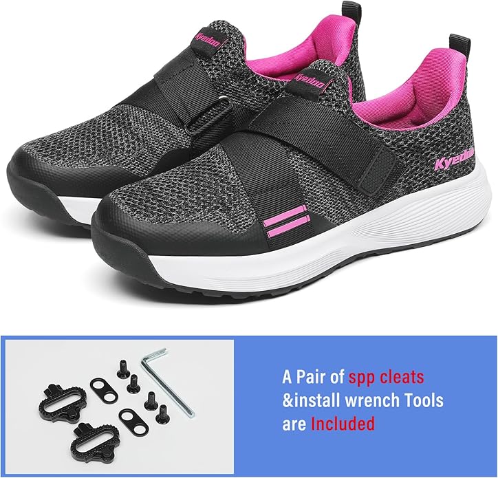 Kyedoo Men‘s Indoor Cycling Shoes Compatible with SPD Cleats, Comfortable Walkable Bike Shoes, Cleats Included