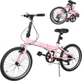 20 inch Folding Bike, 7-Speed Lightweight Foldable Bicycle,Compact Commuter City Bike with Adjustable Stem&Seat,Portable Collapsible Bike for Adults/Men/Women,White,Pink,Black,Blue