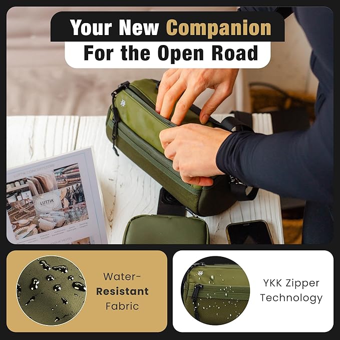 Lumiere & Co. Bike Handlebar Bag – Minimalist Design – 3 Size options, Multiple Colors – Clip Straps, Hook & Loop, Shoulder Strap