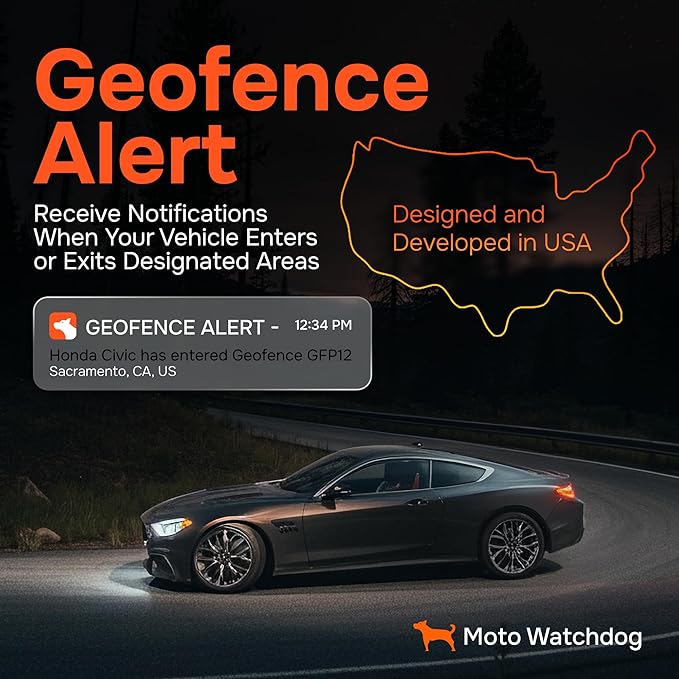 GPS Tracker for Vehicles, No Subscription with Real-Time Location, Mileage Tracking, Speeding Monitoring, Route History, Geofence, OBD, for Fleets & Families, USA, Moto Watchdog