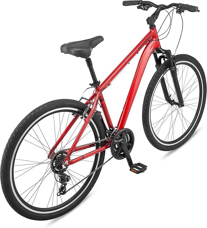 Schwinn Network 3.5 Hybrid Bike, 700c Mens and Womens Bike, 21-Speed Hybrid Bicycle, Aluminum Frame, Suspension Seat, Alloy Linear Pull Brakes, Adult Bicycle