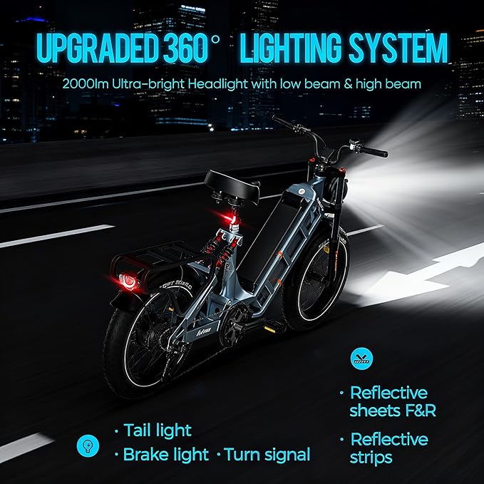 [2026] eAhora Juliet Pro 2 Electric Bike for Adult, 5400W/1200W | Dual Motor | 43Mph/31 Mph | 70Ah/60Ah 200+Miles Long Range | 20 Inch Fat Tire | for Commute | Delivery | Women