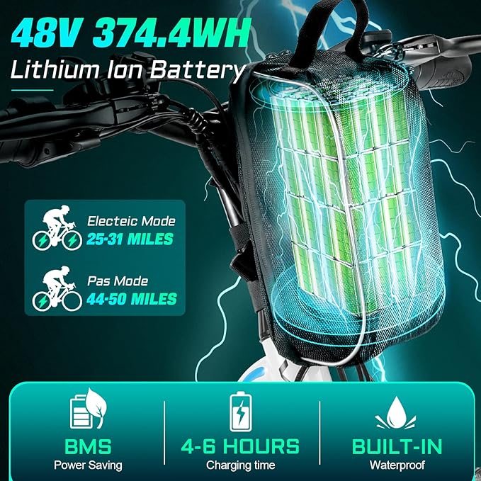 Vivi MT26GUL Electric Bike 26" Step Through Electric Bicycle with Removable 48V 374.4Wh Battery, 750W Peak Motor, 21.7Mph Top Speed, Up to 50 Miles, Cruise Control, 7 Speed, SGS Certified to UL2849