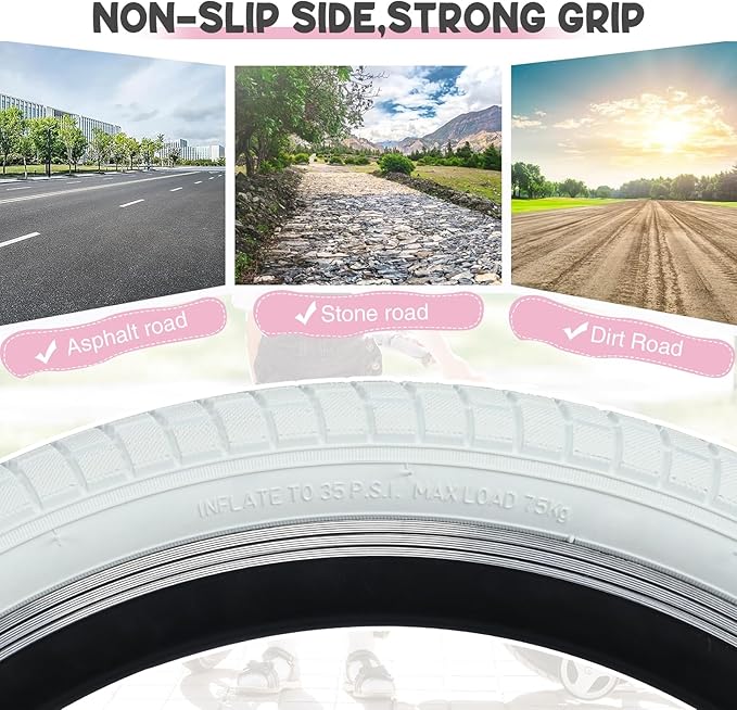 12/16/20x2.125 Bike Tires 1/2 Pack 12/16/20 Inch Kids Folding Replacement Tire/Tube Suitable for Tires 12/20x2.1 12/16/20x2. 125 12/20x2.25, Multiple Colors