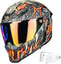 ILM Motorcycle Helmets for Adult Men Women Full Face DOT ECE Powersports Dual Visor Street Racing Helmet with Pinlock Cascos para Motos Model MF509 (Day1 Orange, M)