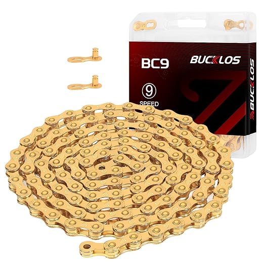 BUCKLOS 6/7/8/9/10/11/12 Speed Bike Chain, High Performance Lightweight Bicycle Chains for Road Bike/Mountain Bike/Ebike,Compatible with Shimano, SRAM, Campagnolo Silver/Gold