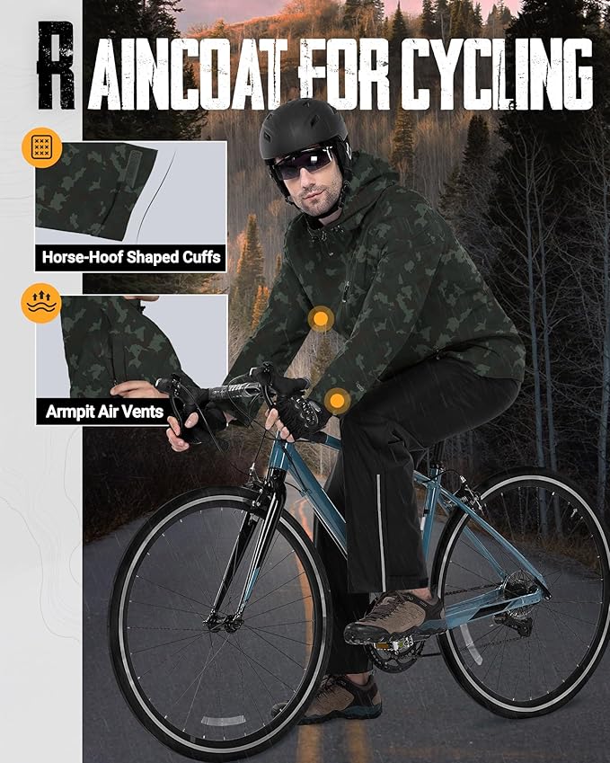 33,000ft Men's Packable Rain Jacket Lightweight Rain Shell Jacket with Hood Waterproof Raincoat for Cycling