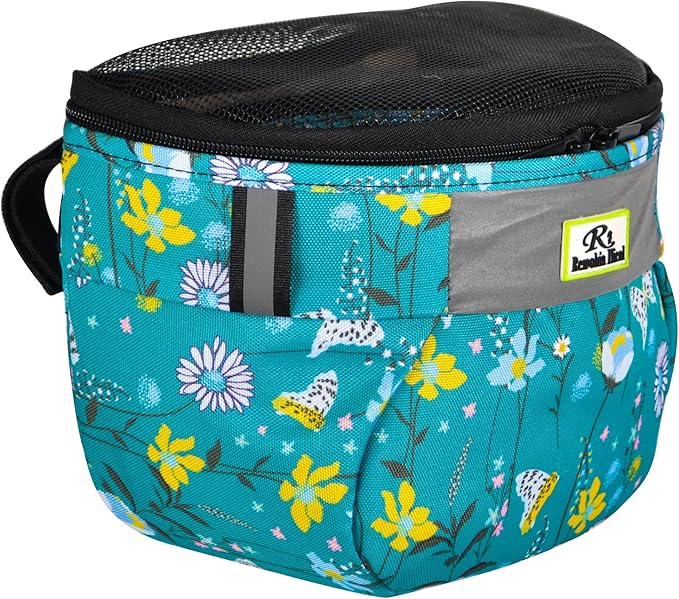 Kids Bike Basket,Durable Front Frame Bicycle & Scooter Basket Bag,Waterproof Fabric Bicycle Handlebar Bag for Boys, Girls, Toddlers with Zipper Mesh Lip (Light Blue Flower)