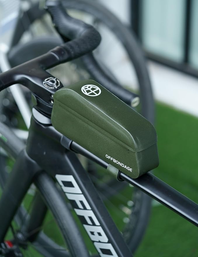 Top Tube Bike Bag Magnetic Switch Waterproof Bike Frame Bag Bikepacking Bicycle Storage Bag for Gravel Road Bike (Green)