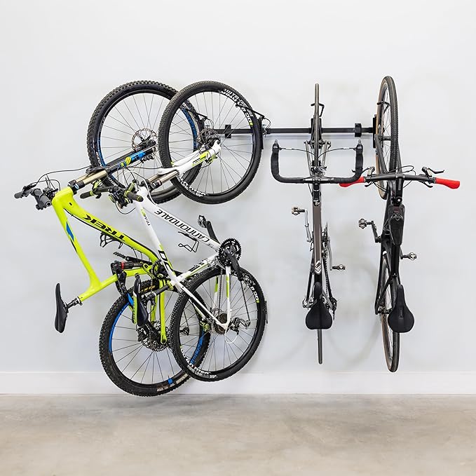 Teal Triangle G-Swivel Wall Mount Bike Rack for Garage - Premium Bicycle Stand & Hanger - Adjustable Bike Hanger for Garage with Rotating Hooks - Indoor Bicycle Rack System for 4 Bikes