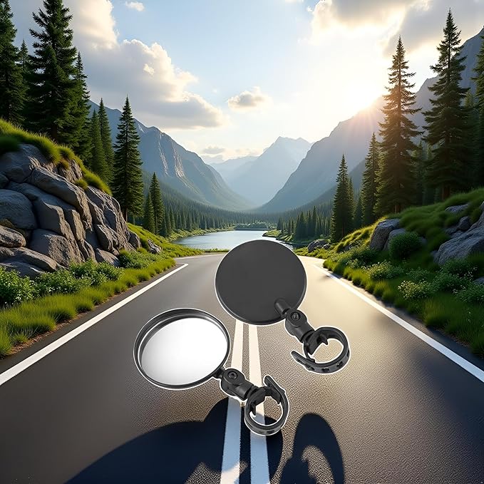 2Pcs Black Adjustable Rear View Mirror for Bikes, Universal Rearview Mirror for Handlebars, Wide Angle Acrylic Convex Safety for Adult Bikes/Kids/Road/Mountain Bike, Cycling Accessories