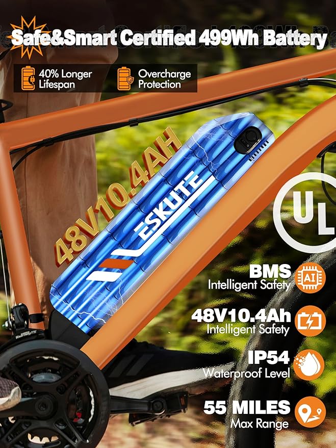 M200 Electric Bike for Adults – 21-Speed Gear 27.5" Mountain E-Bike, 1200W Peak Brushless Motor 28MPH, 48V 10.4Ah&13Ah Removable Battery, Up to 55-65 Miles Range, Step Over Commuter E-MTB, NFC Unlock