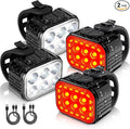 WORKPRO Bike Lights Set [8+13 Modes], Rechargeable Bicycle Light Set Ultra Bright, IP65 Waterproof Bike Lights for Night Riding, 1200mAh Bike Headlight and Tail Light Reflectors