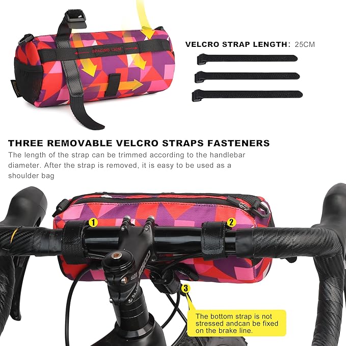 Rhinowalk Bike Handlebar Bag, Bicycle Front Bag Frame Storage Roll Bag Mountain Road Bikes Commuter Shoulder Bag Professional Cycling Accessories